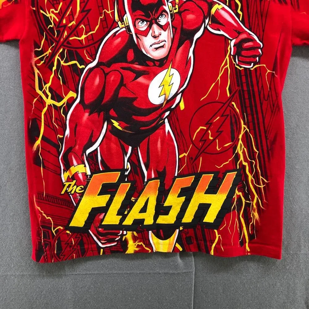 DC Comics Flash‎ Graphic T Shirt Kids Boys XL (14-16) Red Short Sleeve Crewneck